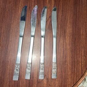 NATIONAL STAINLESS "LAUREEN" SET OF 4 DINNER KNIVES ROSE Korea